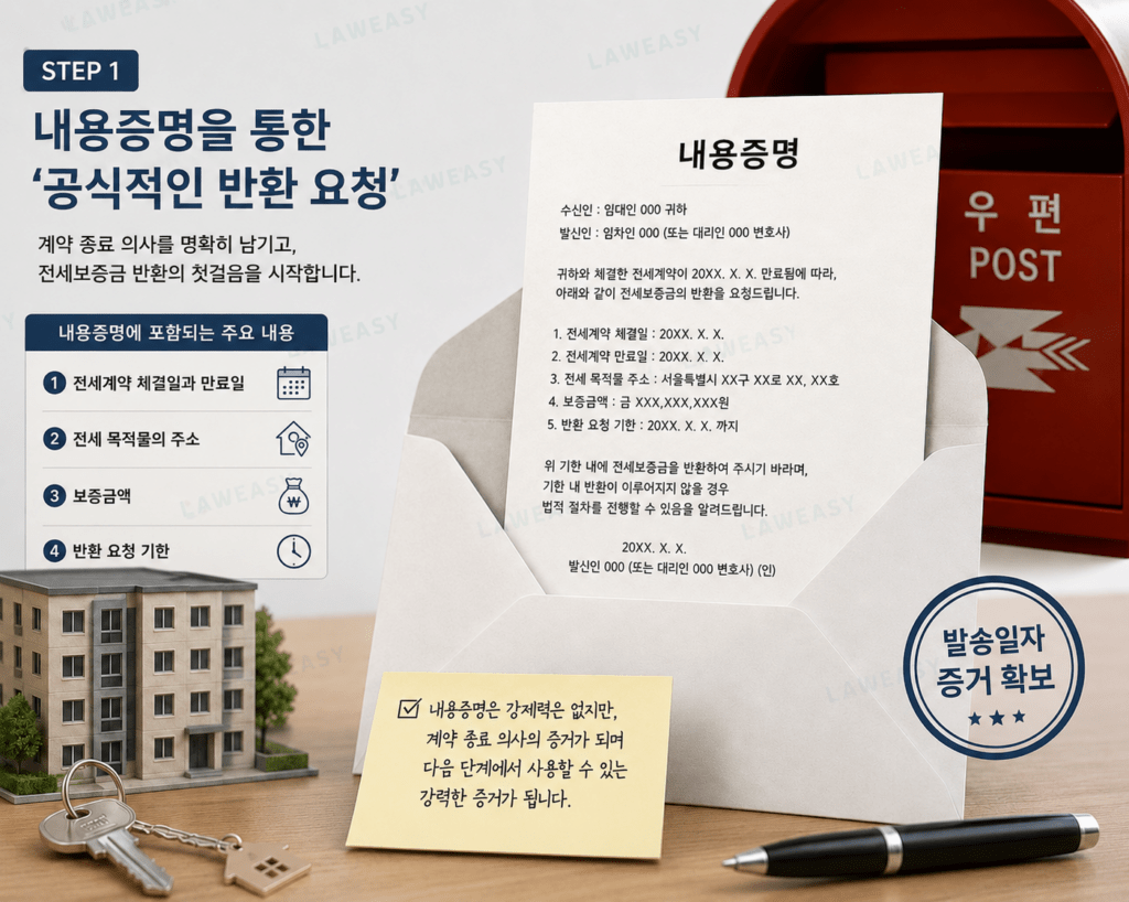 전세보증금 반환 절차 1단계 내용증명
