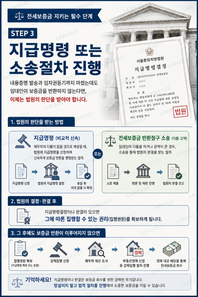 전세보증금 반환절차 3단계 지급명령 또는 소송절차 진행