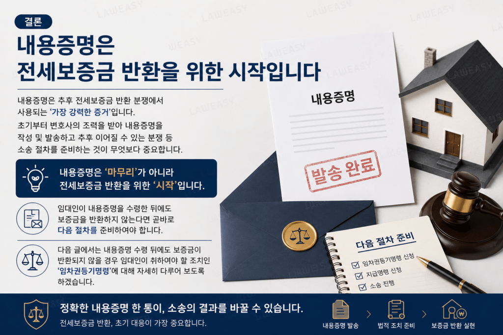 결론 - 내용증명 발송의 중요성