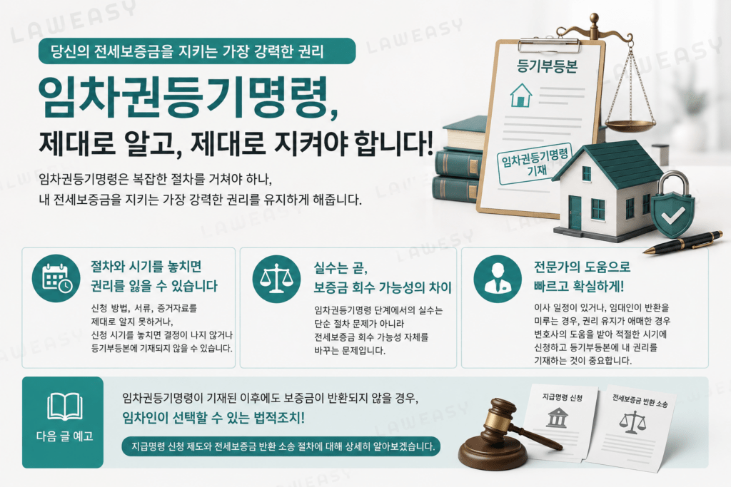 임차권등기명령 신청과 등기부등본 기재를 통한 전세보증금 반환 권리 보호 안내
